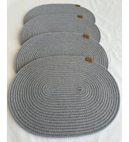 Jüt Amerikan Servis Sofra Altlığı, Masa Dekoru Supla Oval Mavi 30x40 4lü (Gri)