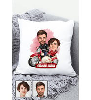 Çiftlere Özel İlginç Hediye Motorsiklet Temalı Karikatürlü Yastık