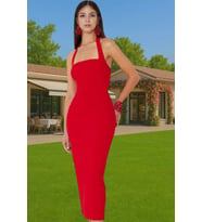 Kadın Bodycon Midi Elbise Kare Yaka Finike Dokuma Yazlık Şık Elbise Trend Tasarım Yüksek Kalite (Siyah)