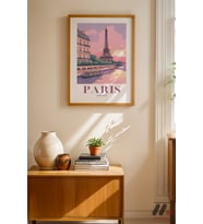 Paris Seyahat Posteri, Ahşap Çerçeveli Duvar Tablosu - Seyahat Severlere Hediye