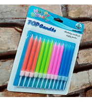 MULTİ COLORS BIRTHDAY CANDLE VIP KALİTE RENKLİ NEON PASTA MUMU 12 ADET NEON RENKLİ DOĞUM GÜNÜ MUMU