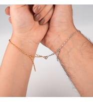 Gümüş Çift Aşk Bileklik Rodaj/Rose