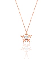 Gümüş rose zirkon tek taşlı buz kristali kar tanesi kolye SGTL12790ROSE