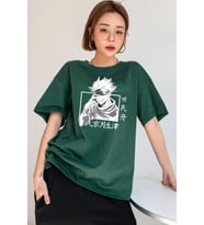 Unisex Hoodie Baskılı T-shirt (Yeşil)