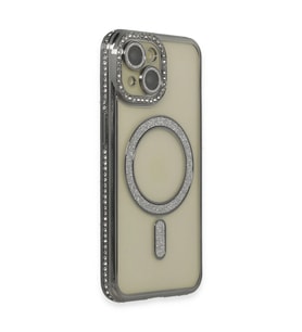 Apple İphone 14 Kılıf Joke Simli Magneticsafe Kılıf - Gri