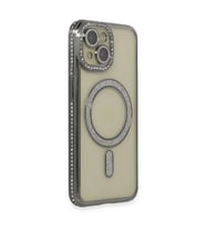 Apple İphone 14 Kılıf Joke Simli Magneticsafe Kılıf - Gri