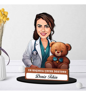 En Başarılı Kadın Çocuk Doktoruna Hediye Karikatürlü Biblo