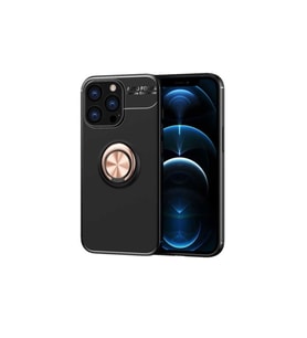 Apple iPhone 13 Pro Max Uyumlu Kılıf Zore Ravel Silikon Kapak (Siyah-Rose Gold)