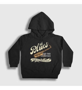 Presmono Unisex Çocuk Siyah Hard Times Müzik Blues Kapüşonlu Sweatshirt 532051tt