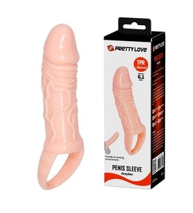 Breyden 16 CM Testis Halkalı 3 CM Dolgulu Silikon Penis Kılıfı