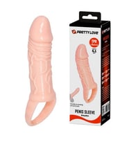 Breyden 16 CM Testis Halkalı 3 CM Dolgulu Silikon Penis Kılıfı