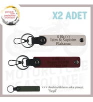 Biker Stiline Özel, İsim Plaka ve 0 Rh (+) Kan Grubu Yazılı Motorsiklet Anahtarlığı, Pudra-Bordo-Ysl (Çok Renkli)