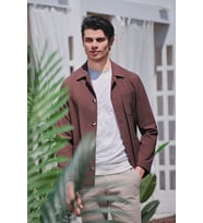 Kahverengi Berberi Yaka Slim Fit Esnek Mont 1007260154