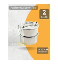 2’li Sefer Tası 14x7 cm Yemek Taşıma Kabı Paslanmaz Çelik