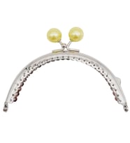 Angel Çanta Aksesuar 10.5 cm Gümüş Metal Sarı Toplu Oval Cüzdan Klipsi Çanta Bursu Model 2