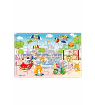 Sevimli Hayvanlar Şehirde  3-9 Yaş için 24 Parçalı Ahşap Puzzle Yapboz