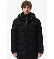 Lacoste Down Fill Mens Jacket Sabit Kapüşonlu Kaz Tüyü Erkek Fitilli Mont Siyah