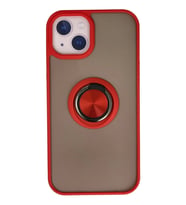 Newface Apple iPhone 13 Kılıf Montreal Yüzüklü Silikon Kapak - Kırmızı