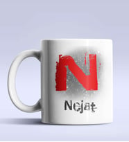 Kişiye Özel N Harfi Temalı Çizim Tasarım Beyaz Renk Kupa