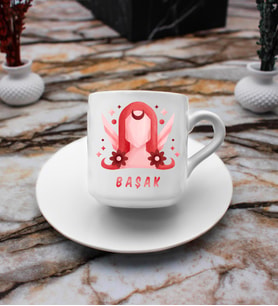 Başak Burcu Tasarım Süblimasyon Türk Kahvesi Fincanı (Beyaz)