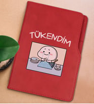 BK Gift Tükendim Tasarımlı Kırmızı Termo Deri Not Defteri 15x21cm-1