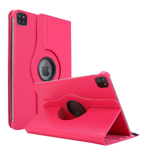 Microsonic Apple iPad Pro 12.9`` 2022 6. Nesil Kılıf (A2436-A2764-A2437-A2766) 360 Rotating Stand Deri Pembe