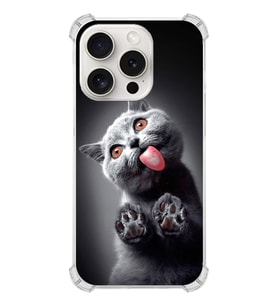 PrintiFy Apple iPhone 15 Pro Uyumlu Kedi 2 Baskılı Şeffaf Köşe Korumalı Antişok Kılıf