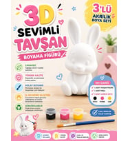 Haydi Dekor 3D Sevimli Tavşan Boyama Figürü Seti – Çocuklar Için Akrilik Boya ve Fırçalı Eğitici Hobi Aktivite Oyuncağı – El Boyama Dekoratif Tavşan Figür