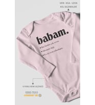 Babam Baskılı Bebek Zıbını – Çıtçıtlı Body 8 Renk  %100 Pamuk Uzun Kol (Bebek Pembesi)