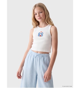 LCW Kids Beyaz Bisiklet Yaka Miffy Baskılı Kız Çocuk Atlet