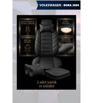 volkswagen bora 2004 Koltuk ve Kılıf uyumlu Yastık Minder Siyah Lüks 2 Minder 2 Yastık