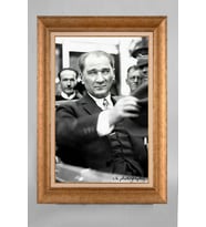 EV İŞYERİ OFİS İÇİN ALTIN ÇERÇEVELİ PASPARTULU ATATÜRK TABLO S377