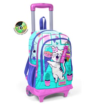 Coral High Kids Turkuaz Pembe Dondurmalı Kedi Desenli Üç Bölmeli Çekçekli Okul Sırt Çantası 23951