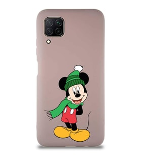 Huawei P40 Lite Soft Premier Kapak Mickey Mouse-G Tasarımlı Silikon Kılıf - Pudra (Şeffaf)