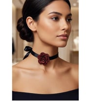 PARLAK TAŞLI ÇİÇEK CHOKER KOLYE