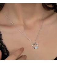 Ucarticaret S-warovski Taşlı Gümüş Kalp Bayan Kolye