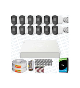 Provzen Hikvision Unv 12'li Full HD Güvenlik Kamerası Set Gece Görüş, Mikrofon, Olay Anında Bildirim