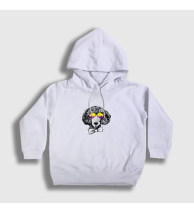 Presmono Unisex Çocuk Beyaz Poodle Dog Köpek Kapüşonlu Sweatshirt 409837tt (Beyaz)