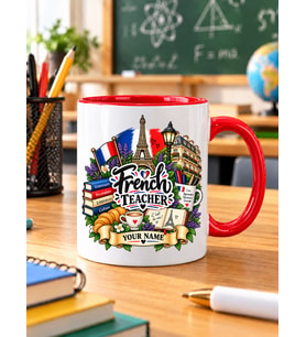 Kişiye Özel Fransızca Öğretmeni Kupası French Teacher İsimli Öğretmenler Günü Hediyesi