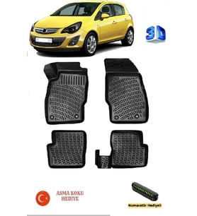 Rizline Opel Corsa D 2006-2014 Yılları Arası Uyumlu 3D Havuzlu Paspas ASMA KOKU VE NUMARATÖR HEDİYELİ