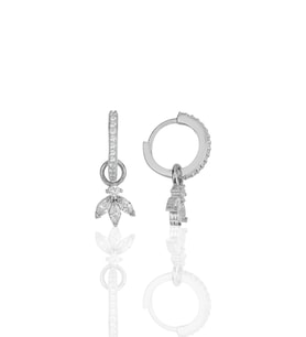 Gümüş rodyumlu  zirkon üç taşlı lotus çiçeği küpe SGTL11943RODAJ