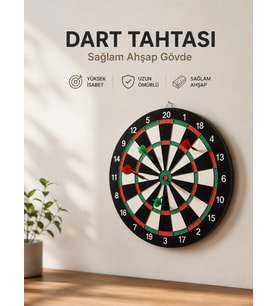Evde, Ofiste Ve Oyun Alanlarında Kullanıma Uygun Sağlam Ahşap Gövdeli Dart Tahtası