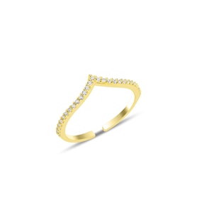 Gümüş altın yaldızlı zirkon taşlı alttan ayarlanabilir tutku yüzük SGTL12222GOLD (Rose)