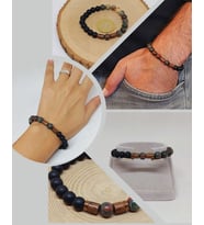 Kan Taşı & Oniks Taşı 8mm Unisex Tasarım Bileklik Hawaii Model (2929)