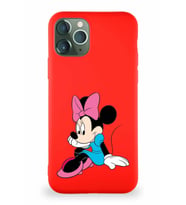 Apple iPhone 11 Pro Soft Premier Kapak Minnie Mouse-E Tasarımlı Silikon Kılıf - Kırmızı (Şeffaf)