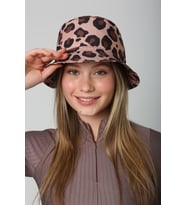 Leopar Desen Baskılı  Kadın Bucket Şapka