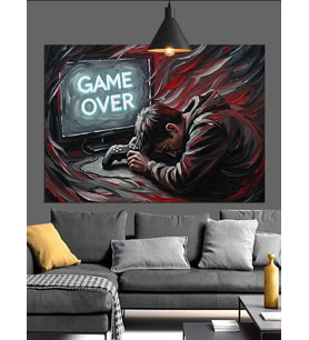 Game Over Ekranı Dekoratif Kanvas - Mdf Ahşap Tablo