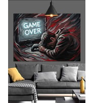 Game Over Ekranı Dekoratif Kanvas - Mdf Ahşap Tablo