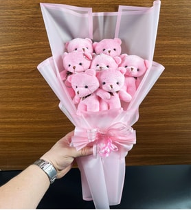Pembe Pelus Ayıcık Buket