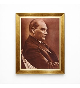 Tablore Mustafa Kemal Atatürk Şık Takım Elbiseli Profil Tablo Altın Çerçeve